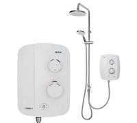 Triton Showers | AS2000SR DuElec | Power Shower | White | Rainfall Shower Head | Thermostatic Shower | Power Shower Head | Quiet Pump | Dual Shower Heads