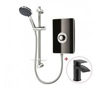 Triton Aspirante 9.5Kw Gloss Black Electric Shower - Inc Head + Riser Rail + Tap