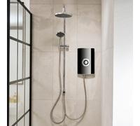Triton Showers | Collections II DuElec | Aspirante | Electric Shower | Dual Shower Head | 9.5KW | Gloss Black | Rainfall Shower Head | Black Electric Shower | Shower Head and Hose Set