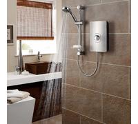 Triton Aspirante Electric Shower 8.5Kw Head & Riser Brushed Steel Asp08Brstl