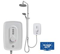 Triton Showers Danzi DuElec | Shower Electric | 9.5 KW I White I Electrical Showers | with Rainfall Showerhead and Anti Twist Hose | Best Electric Shower Units Bathrooms