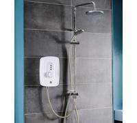 Triton Danzi Duelec White 9.5Kw Electric Shower Diverter To Overhead And Handset