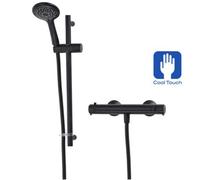 Triton Dene Matt Black Cool Touch Thermostatic Bar Mixer Shower + Riser Rail