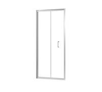 Triton Fast Fix Chrome Effect Clear Bi-Fold Shower Door (H)190Cm (W)90Cm
