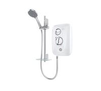 Triton Gloss Silver & White Chrome Effect Manual Electric Shower, 10.5Kw