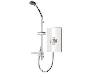 Triton Gloss Silver & White Chrome Effect Manual Electric Shower, 9.5Kw
