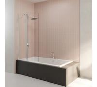 Triton Hydraseal Folding 2 Panel 6mm Square Edge Chrome Effect Frame Bath Screen (W)900mm (H)1500mm