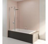 Triton Hydraseal Folding 6mm Curved Edge 2 Panel Chrome Effect Frame Bath Screen (W)900mm (H)1500mm