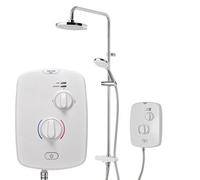 Triton Jade 4 9.5Kw White Electric Shower 2 Outlet Dual Rainshower Fixed Head