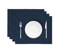 Triton Linen French Linen Placemats 14 x 18 Inch,100% Pure Flax Stonewashed Table Mats for Dining & Special Occasions - Set of 4 (P-Navy, Placemats 14 x 18 Inch (Set of 4))