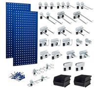 Triton Pegboards LocBoard LB18-BKit - 2x 18x36x9/16" Blue Steel Square-Hole w/ 30pc LocHooks & Bins