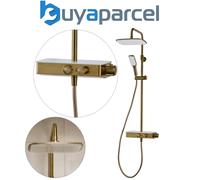 Triton Push Button Dual Head Thermostatic Bar Mixer Shower - Brushed Brass