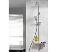 Triton Push Button Thermostatic Bar Mixer Shower Chrome + Riser Rail Hose Head