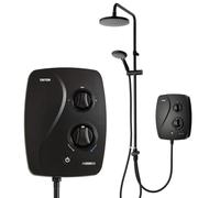 Triton Showers | AS2000SR DuElec | Power Shower | Black | Rainfall Shower Head | Black Thermostatic Shower | Power Shower Head | Quiet Pump | Dual Shower Heads