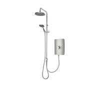 Triton Showers | Collections II DuElec | Aspirante | Electric Shower | Dual Shower Head | 9.5KW | Brushed Steel | Rainfall Shower Head | Triton Electric Shower | Shower Head and Hose Set
