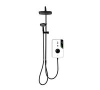 Triton Showers ENlight® | DuElec® | Thermostatic Electric Shower | 9.5 kW | Smart Shower | with Black Showerhead & Anti Twist Hose | White | Overhead Shower