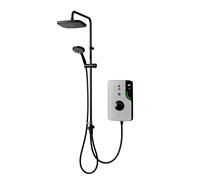Triton Showers ENlight® | DuElec® | Thermostatic Electric Shower | 9.5 kW | Smart Shower | with Black Showerhead & Anti Twist Hose | Grey | Overhead Shower