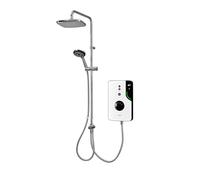 Triton Showers ENlight® | DuElec® | Thermostatic Electric Shower | 9.5 kW | Smart Shower | with Chrome Showerhead & Anti Twist Hose | White | Overhead Shower