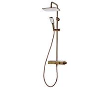 Triton Push Button Dual Head Thermostatic Bar Mixer Shower - Brushed Brass