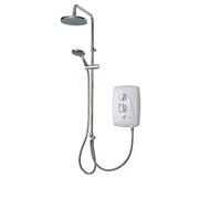 Triton Showers T80 Easi Fit Plus DuElec™ | Shower Electric | 9.5 KW I White I Electrical Showers | with Rainfall Showerhead and Anti Twist Hose | Best Electric Shower Units for Bathrooms