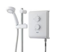 Triton T70Z 7.5Kw Electric Shower White Chrome + Riser Rail - RP T80Z