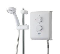 Triton T70Z 7.5Kw Electric Shower White Chrome + Riser Rail - Rp T80Z