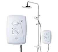 Triton T80Z Fast Fit White Chrome 9.5Kw Electric Shower + Dual Rainshower Head