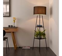 Triton Tripod Shelved Matt Black Led Floor Lamp