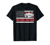 Tritoon Captain Patriotic Boating USA American Flag Boater T-Shirt