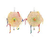 Trituradora de loros Colores vibrantes Alivia el aburrimiento Trituradora colgante para masticar pájaros Material seguro Madera natural Cuerda de algodón Hilo de papel comestible