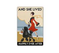 TRITXIY Gift for Black Poodle Lovers and She Lived Happily Coffee Shop Wall Art Dog, Home Decor Vintage Wall Decoration Vintage bar Sign tin sign-12x16inch(30x40cm)