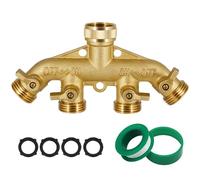 Triumpeek 4 Way Brass Hose Splitter, Heavy Duty 4-Way Garden Hose Connector 3/4 Inch, Solid 4 Way Hose Adapter