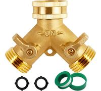 Triumpeek Brass Garden Hose Splitter, 3/4 Inch 2-Way Y Brass Hose Connector