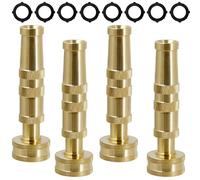 Triumpeek Solid Brass Hose Nozzle, 4 Pack 4"L Heavy Duty Brass Garden Hose Nozzle with 8 Rubber Washers