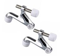 Triumph Hardware 2 Pack Hinge Pin Door Stopper,Adjustable Heavy Duty Door Stopper 2-3/8"x15/16”,Polished Chrome,with White Rubber Bumper Tips