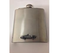 Triumph Spitfire 4 (Mk1) ref259 pewter effect car emblem on 6oz Stainless Steel Hip Flask Captive Top