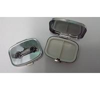 Triumph TR3A Roadster ref269 pewter effect emblem on travel silver rectangular metal pill box
