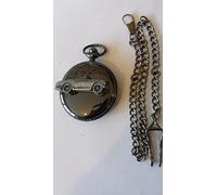 Triumph TR4 ref276 pewter effect emblem polished black case mens GIFT quartz pocket watch fob made in sheffield
