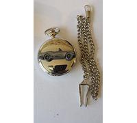 Triumph TR4 ref276 pewter effect emblem polished silver case mens GIFT quartz pocket watch fob made in sheffield
