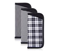 TRIUMPH VISION 3 Pack Glasses Pouch Slim - Soft Eyeglasses Bag Spectacles Sleeve Portable Cloth Eyewear Case Sunglasses Case, Black White Series, S