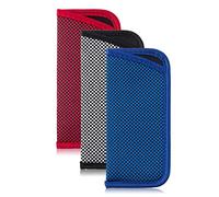 TRIUMPH VISION 3 Pack Reading Glasses Pouch - Soft Eyeglasses Bag Portable Cloth Eyewear Case, Check (B R W), S
