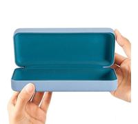 TRIUMPH VISION Large Sunglasses & Eyeglasses Case - Hard Shell Glasses Case Lined Black Golden Silver PU Leather, Blue, Large for sunglasses