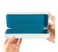 TRIUMPH VISION Large Sunglasses & Eyeglasses Case - Hard Shell Glasses Case Lined Black Golden Silver PU Leather, White, Large for sunglasses