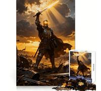 Triumphant Knight with Sword in Battlefield Jigsaw Puzzles 1000 Piece for Adults Brain Development Soothing Hobby Clean Join Fine Xmas Gift (38x52cm)