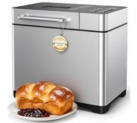 Triumphkey 19-in-1 Automatic Bread Maker Machine, 2lb Capacity, 3 Loaf Sizes & 3 Crust Colours, Auto Nut Dispenser, Ceramic Non-Stick Pan, Includes Recipe Book for Gluten-Free, Sourdough & More