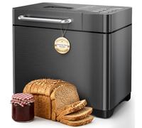 TRIUMPHKEY 19 in 1 Bread Maker Fully Automatic, with Nut Automatic Dispenser, 3 Loaf Sizes & 3 Browning Levels, 15 Hour Timer, 1KG Large Bread Machine, Gluten Free, Stainless Steel, Makes Jam, Yogurt