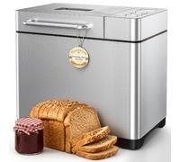 TRIUMPHKEY 19 in 1 Bread Maker Fully Automatic, with Nut Automatic Dispenser, 3 Loaf Sizes & 3 Browning Levels, 15 Hour Timer, 1KG Large Bread Machine, Gluten Free, Stainless Steel, Makes Jam, Yogurt
