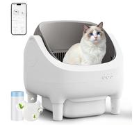 TRIUMPHKEY Automatic Self-Cleaning Cat Litter Tray, App-Controlled, Open-Top XXL Cat Litter Box with Dual Odor Control for Multiple catsan, Includes Mat, Waste Bags, Scoop & Scent Box