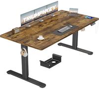 TRIUMPHKEY Electric Standing Desk 160x80cm Height Adjustable Desk with 3 Memory Smart Pannel with USB Charging for Home Office Rising Electric Table(Rustic Brown&Black)