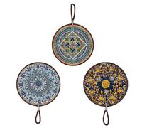 Trivets Coasters Set 3pcs Table Mats ceramics Coaster washable Round Placemat Retro non-slip Drink Coffee Coasters High temperature resistance Place Mats for Home, Kitchen, Hotel, Pans